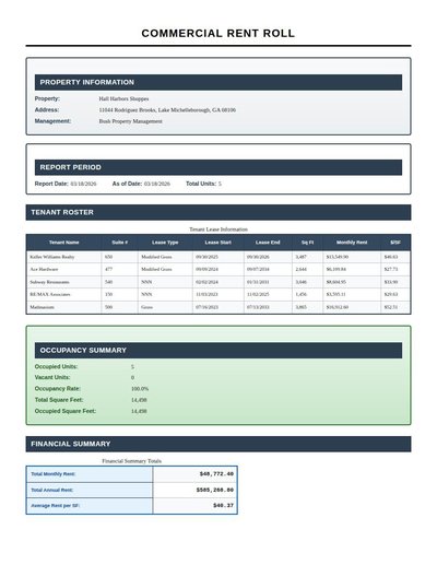 Commercial Rent Roll