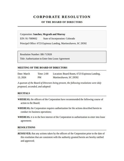 Corporate Resolution