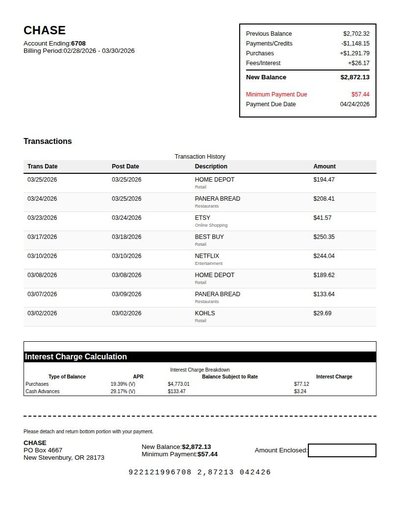 Credit Card Statement
