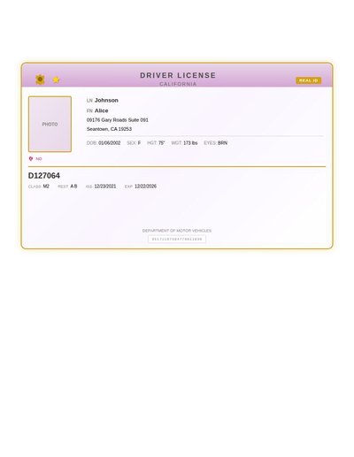 Driver License Rev A