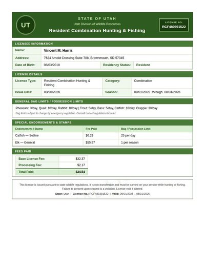 Hunting Fishing License