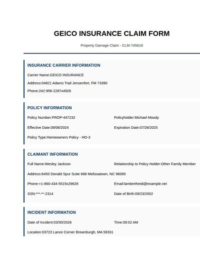 Insurance Claim Form