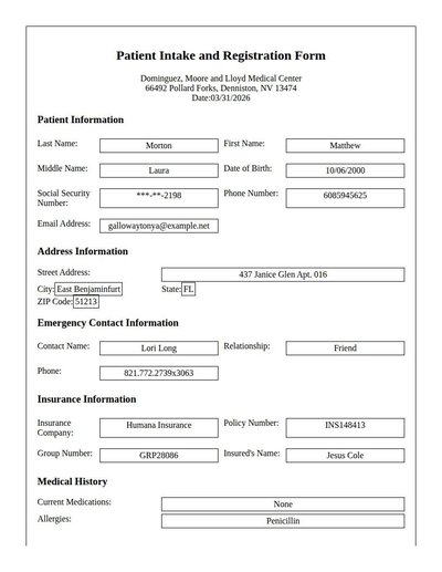 Medical Intake Form