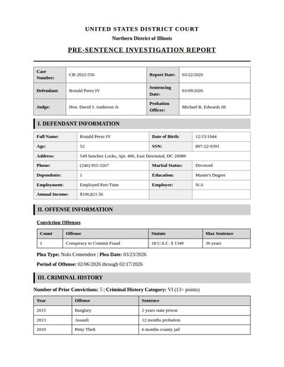 Probation Report