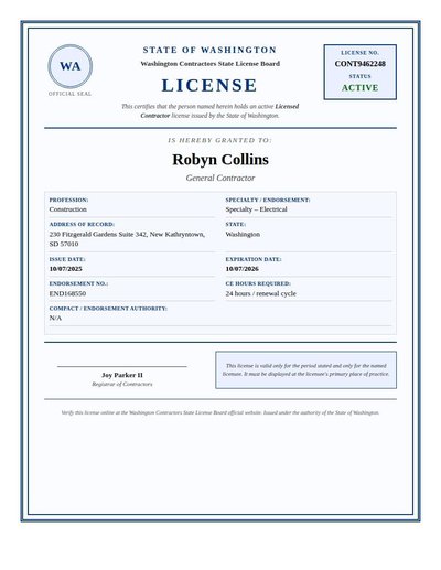 Professional License
