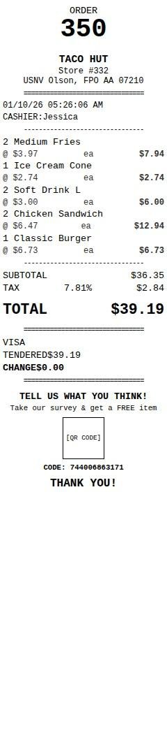 Restaurant Receipt Rev A