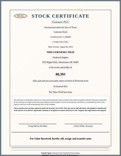 Stock Certificate