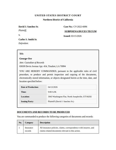 Subpoena Duces Tecum