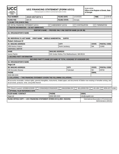 Ucc1 Financing Statement