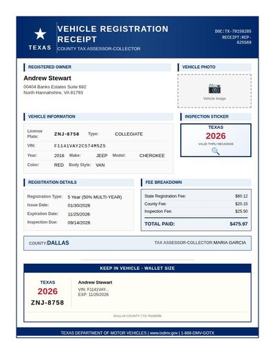 Vehicle Registration Rev B